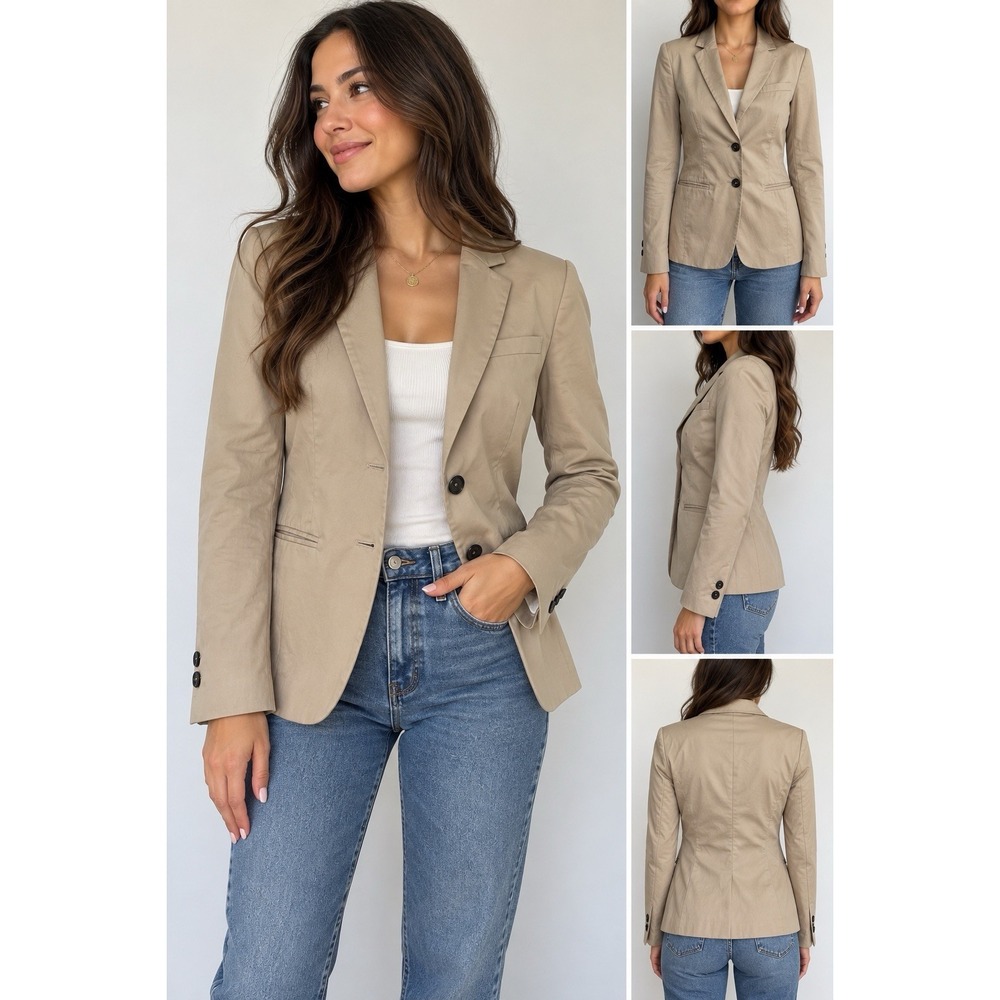 Sonia Bogner Beige/Taupe Cotton Stretch Blazer Jacket Women's US 8 / M